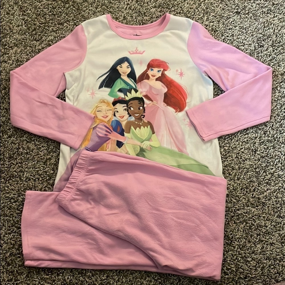 Disney Princess Pink and White Soft Fleece Pajama Set